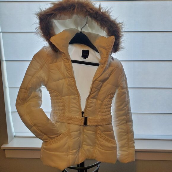 Rampage XS White Puffer Coat Removable Faux Fur Trim Hood - Picture 4 of 12